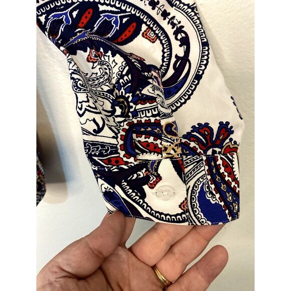 Chicos Large Shirt Button Up Wrinkle Resistant Paisley Print Long Sleeve Collar - Picture 10 of 14